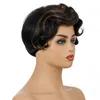 Bobo Sintético Sintético Loira Peluca Simulação Humana Remy Hair Wigs Perruques de Chaveux Humanos Wig-076