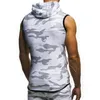 Sweats à capuche pour hommes Sweatshirts Ele-choices Summer Men Gym Fitness Camouflage Mesh Zip Up Sleeveless Hooded Tank Top