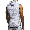 Мужские толстовки для толстовки ELE-Chooms Summer Mour Meen Fitness Camouflage сетка на молнии без рукавов с капюшоном