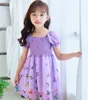 Girl's Dresses Summer Toddler Sweet Cute Princess Dress Girls Smocked Butterfly Print Puff Sleeve Square Collar A-line 1460 B3