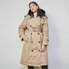 British Down Trench Coat Winter White Duck Veste Femmes À Capuchon Long Épais Chaud Vestes Puffer Plume Femme Parka Mujer 211108