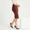 WixRA женские трикотажные юбки Slim Solid Basic Ladies высокая талия на колене юбка улица Осень зима 210621