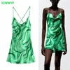 VUWWYV Summer Dress Woman Green Sexy Strap Backless Mini es Women Flowing Print African Casual Beach Sundress 210430