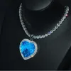 Ins Top Sell Infinity Brannd luksusowa biżuteria 925 srebrne oceaniczne serce wisiorek 18k białe złoto napełnienie akwamarynowe cz diament Wome272v