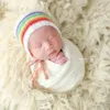 Pastell Nette Mädchen Bonnet Born Strick Hut Mohair Infant Cap Baby Rainbow Beanie Pografie Requisiten