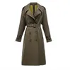 Trench feminina casacos extra longa primavera outono sobretudo estilo britânico Overkene Women Coat