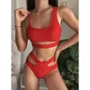 Riseado Sexy Bikini Set Cut Out Swimwear Women High Waist Strap Bathing Suits Brazilian biquini Black Beach Wear 210722