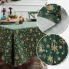 Table Cloth Japan Style Linen Cotton Christmas Party Tablecloth Green Bronzing Gold Dinning Cover For Home Year Decoration1