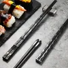 Chopsticks 5 par stop czarny + srebrne metalowe kije okrągłe chińskie stołowe U3Z0