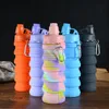 500 ml camouflage waterfles siliconen vouw telescopische tuimelaar draagbare wandelen camping sport drinkt kopjes