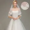 Immagine reale 1,5 metri Due strati Morbido tulle avorio Bordo in pizzo Veli da sposa corti con pettine Accessori da sposa X0726