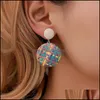 Stud Earrings Jewelry European Retro Button Round Earring Ethnic Style Woven Circle Ear Drop Women Girls Alloy Bohemian Dangling Delivery 20