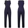 Women's Jumpsuits & Rompers 2021 Ladies Bodycon Sleeveless Summer Womens Long Overalls Black Blue Patchwork Lace Female Salopette