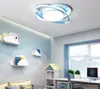 Dessin animé pépinière enfants plafonnier ovale bleu personnalité créative lampe pour chambre d'enfants filles garçons chambre éclairage Led