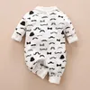 Arrival Autumn and Winter Moustache Pattern Long-sleeve Bow Tie Jumpsuit for Baby Boys Clothes 210528