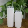 Personalidade 20oz Sublimação em linha tumblers em branco Tumbler lustroso magrinha com selo de palha tampa de aço inoxidável parede dupla vácuo isolado copos