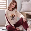 Herfst winter katoen cartoon pyjama set vrouwen pyjama's homewear lange mouw nachtkleding plus size thuis kleding nacht pak vrouw 210831