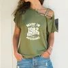 T-shirt Femme Fabriqué en 1982 40 ans d'être génial Imprimer Lâche Irrégulière Femmes Sexy Skew Neck Tops pour cadeau d'anniversaire féminin