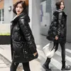 GRELLER Winter Thicken Women's Puffer Coat Glossy Warm Hooded Long Cotton Padded Jacket Ladies Down Parkas 211008