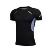 Running Jerseys Men Compression T-shirt Tight Short Sleeve Tshirt Sport Andningsbar Fitness Training RashGard Gym Sportkläder Sommar Top