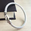 Fashion Par Bangle Titanium Steel Wire Rope Magnetic Buckle Ushaped Micro Inlaid Armband For Man Women52052152298178