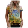 レディースTシャツ2021ファッション夏のプルオーバー女性3 dフローラルプリントTシャツ半袖ルーズトップスカジュアルベーシック