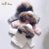 Piumino invernale per bambina da neonato in cotone spesso imbottito per neonato in pelliccia con cappuccio cappotto in neve solida con cerniera vestiti 1-7 anni 210827