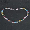 Rongxing Sweet Heart Green/roxo/vermelho/azul colares de zircão para mulheres Presente de casamento Colar de pedra de nascimento branco preenchido NL0036 Cadeias MORR2