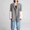 Blazer lavorato a maglia patchwork casual per donna Blazer coreano a maniche lunghe con intaglio Abbigliamento moda femminile 210524