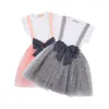 FOCUSNORM Sommer Kinder Baby Mädchen Kleidung Sets Kurzarm Solide T Shirts Bling Spitze Tutu Overalls Röcke 2-8Y 210326