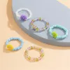 Vacation Flowers Heart Beaded Rings European Women Party Gift Woven Finger Ring Souvenir Daily Hand Wear Jewelry Sets Accessories