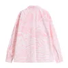 Spring Automne Corée Corée Femmes Manches Longues Rose Rose Shirts Single Poche Coton Coton Chemisier Femme Tops V38 210512