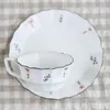 Mugs JSworkセラミックマグカップカップセット飲酒者皿のためのドリンクウェア皿のための皿のための皿のような木のスプーン