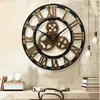 large Retro Industrial Style Wall Clock Wood home Wall Watch Decorative For Living Room Office Bar Wall Art Decor 211023