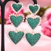 Godki Iced Out Hip Hop Heart Örhängen för Kvinnor Bröllop Geometrisk Drop Earring Brincos Kvinna DIY Fashion Smycken Gift