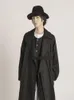 Hommes Trench-Coats Urbain Jeunesse Mode Lâche Grande Taille Long Noir Profond Manteau Simple Revers Conception Coupe-Vent