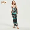 Пижама EN Satin Femme Silk V-образным вырезом Pajamas набор для женщин животных печати без рукавов жилет + Pankt костюм Nuisette Grande Taille 210809