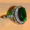 Wedding Rings Luxury Male Female Big Oval Ring Gorgeous Green Red White Stone Promise Engagement For Men And Women