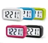 NEWPlastic Mute Alarm Clock LCD Smart Temperature Cute Photosensitive Bedside Digital Alarms Clocks Snooze Nightlight Calendar RRB11760