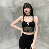 Black Crop Top Womens Gothic Clothes Summer Strapless Tube Top Camisole Goth Sexy Aesthetic Lace Bralette Tank Tops Women 210616