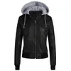 Черная куртка из искусственной кожи, женские зимние толстовки, базовая куртка, пальто, женская мотоциклетная куртка, кожаная верхняя одежда, большие размеры 3XL