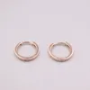 Real Pure 18K Rose Gold Earrings Square Carved Circle Hoop Small Men Woman Gift 0.9g & Huggie