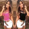 Summer Women Tank Tops Ladies Sexy Casual SleevelBandage Hollow Out Slim Vest T-shirt Camis Gilet Size S-3XL X0507