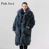 Ppink Java 19036 Real Fur Coat Kobiety Winter Fashion Jacket Long Coat Real Fur Coat Dostępny 211018