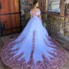 Rose Różowy Linia Suknie ślubne Off Ramię Bez Rękawów Chic Kwiat Appliqued Lace Sweep Sweet Designer Spring Suknie ślubne Custom Made Vestido de Novia