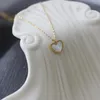 Pendant Necklaces Stainless Steel Beads Shell Heart Necklace For Women Tag Mirror Polished Gold Color Clavicle Chain