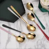 Aço Inoxidável Longa Handle Spoons Sorvete Sobremesa Sobremesa Crianças Leite Kitchen Cozinha Restaurante Rodada Scoop Lla9049