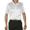 Camicia da uomo in seta a maniche corte slim fit Camicia in raso liscio da uomo rosso Camicia da smoking da uomo d'affari da uomo Camicia sociale casual Chemise 210522