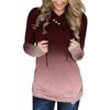 Felpe con cappuccio da donna Felpe con cappuccio casual Gradation Print Pullover con coulisse Bottoni Tasca Felpe con cappuccio allentate a maniche lunghe Femme 5Colors 210507