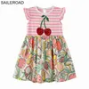 SAILEROAD Dresses for Girls 7 year Embroidery Cherry Paillettes Girls Cotton Dress for Kids Clothes Children Party Dress Costume Q0716